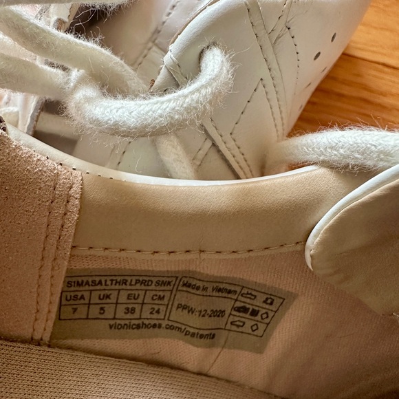 Vionic White Leather Sneakers with Animal Print Accents - Picture 5 of 5